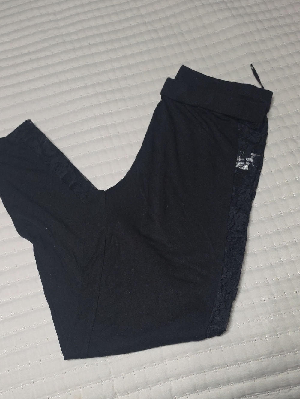 Girls Black Lace Trim Leggings